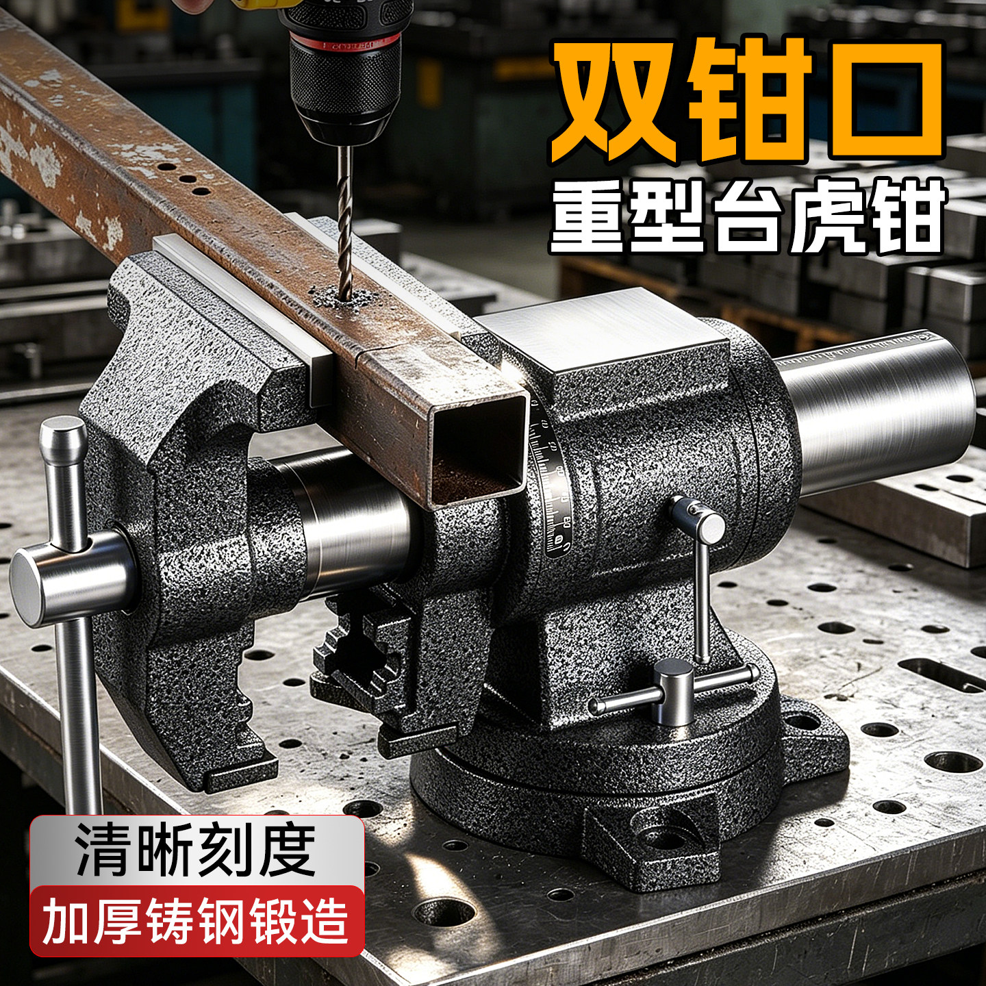 钰坚台虎钳小型多功能家用万向迷你小台虎桌钳工作台桌平口台虎钳