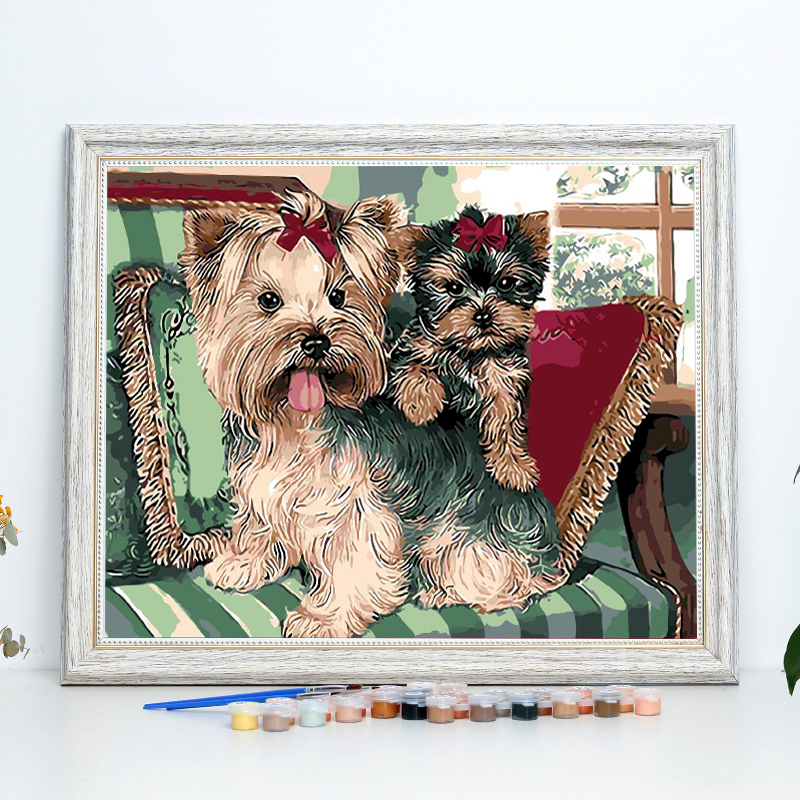 新款diy数字油画动物狗减压定制礼物手工绘填色装饰油彩挂画包邮,家居饰品,DIY/数字油画,淘宝优惠券,粉丝福利购,淘宝优惠卷