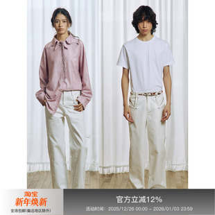 饰拉链插袋白色休闲裤 APRIORITY先验 嵌钻撞钉绣线装