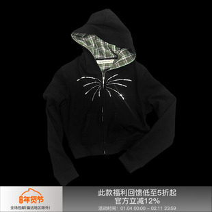 APRIORITY先验 珠片绣花恒温暖皮短款修身廓形连帽烟花卫衣外套