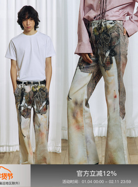 【苏新皓同款】APRIORITY先验 艾雅娜永不凋零的鲜花3D印花牛仔裤