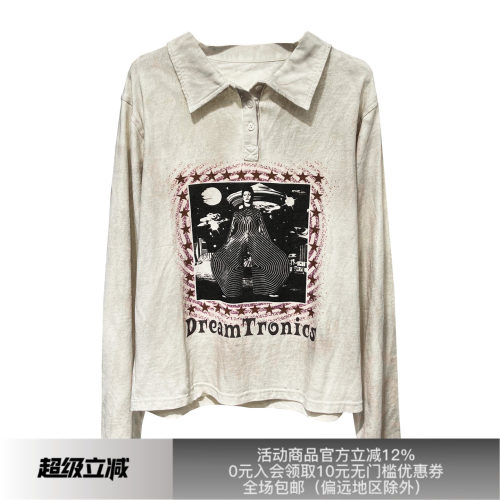 先验DavidBowie做旧印花Polo衫