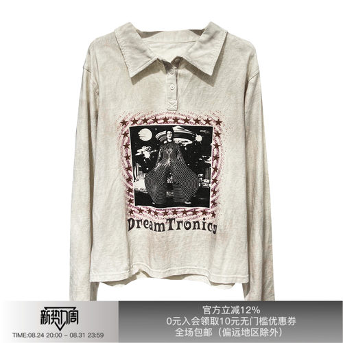 先验DavidBowie做旧印花Polo衫
