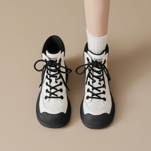 Agsdon/奥古狮登厚底马丁靴女款2026秋冬系带英伦短靴粗跟户外登