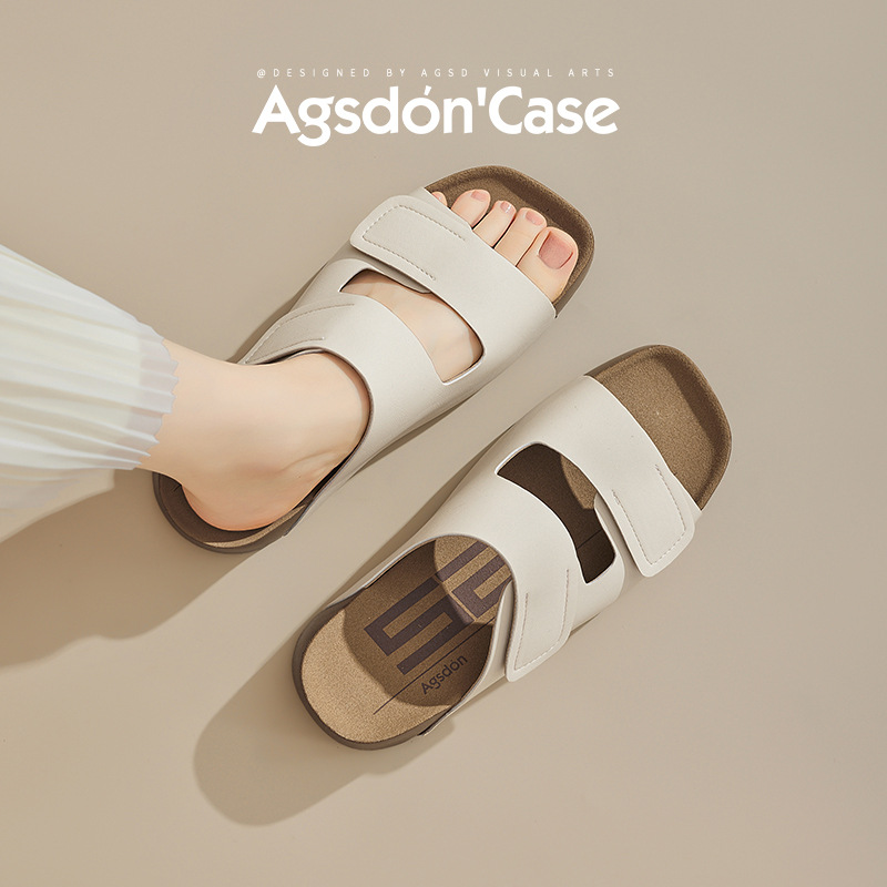 奥古狮登吐司拖鞋女外穿白色凉鞋