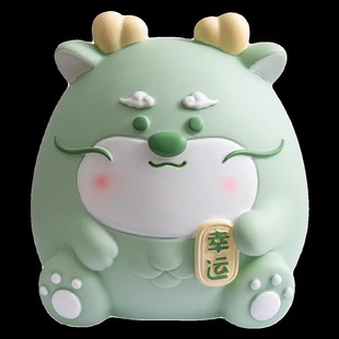 奶萌小胖龙存钱罐桌面可爱大容量可进可出卡通搪胶储蓄罐儿童礼物