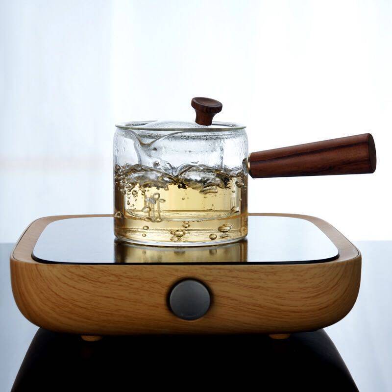 围炉煮茶壶玻璃侧把茶壶加厚过滤木把玻璃水壶小青柑专用泡茶壶