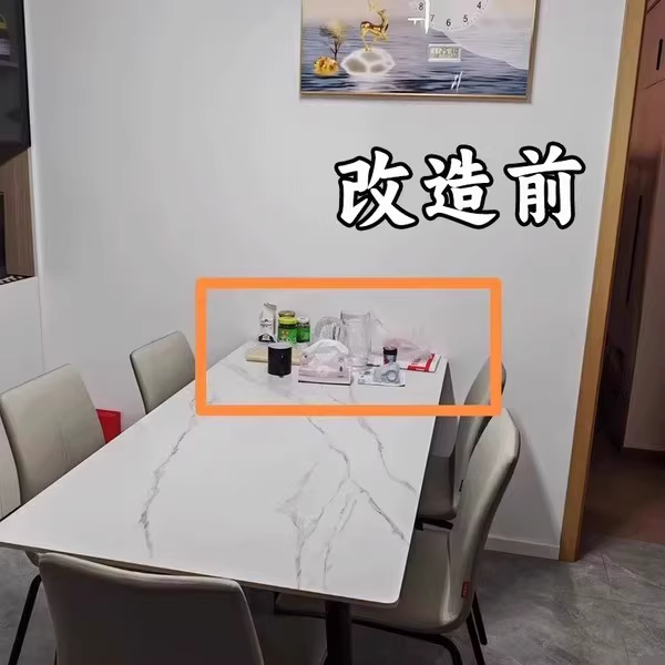 餐桌台面改造完成！纸巾杯子架