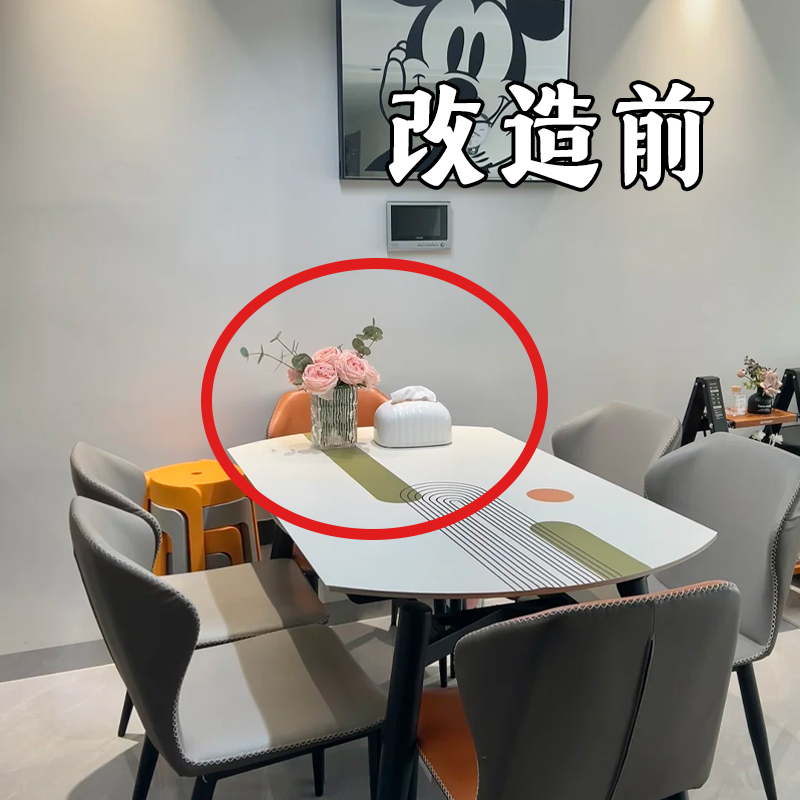 餐桌台面改造完成！纸巾杯子架