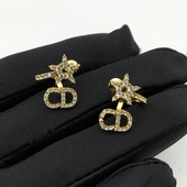 D家耳环新款 镶钻CD字母五角星耳钉女小众设计感高级感大牌耳饰女