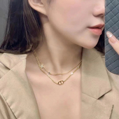 D家项链2025新款 爆款 双层锁骨链字母CD星星颈链女高级设计感小众