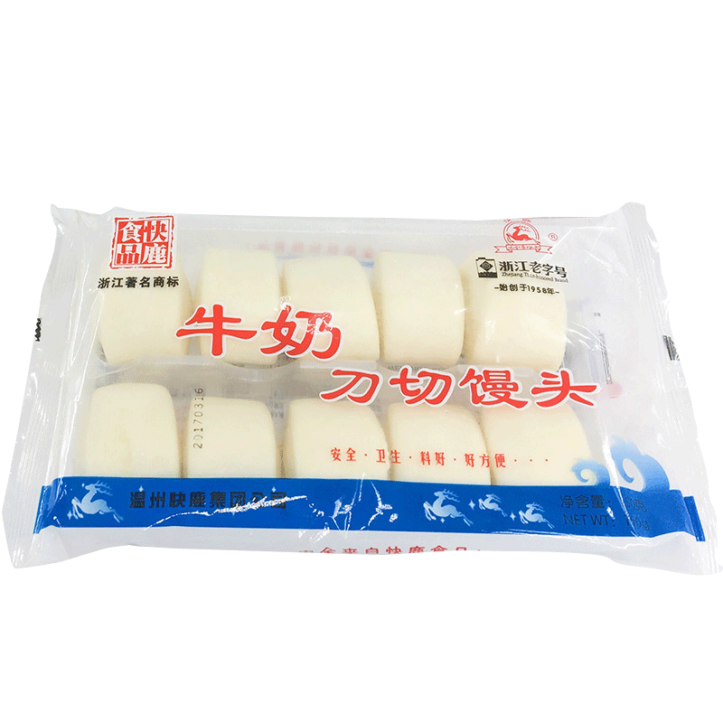 快鹿牛奶刀切馒头组合装温州实心包儿童营养方便早餐速冻食品点心