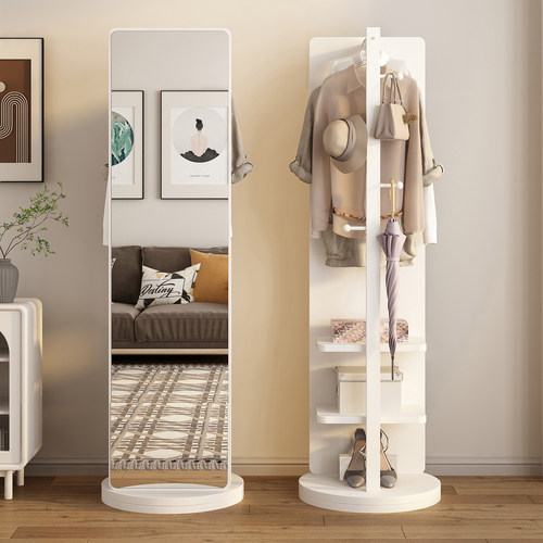 全身落地镜家用女生卧室可旋转移动全身镜挂衣帽架一体大全身镜子