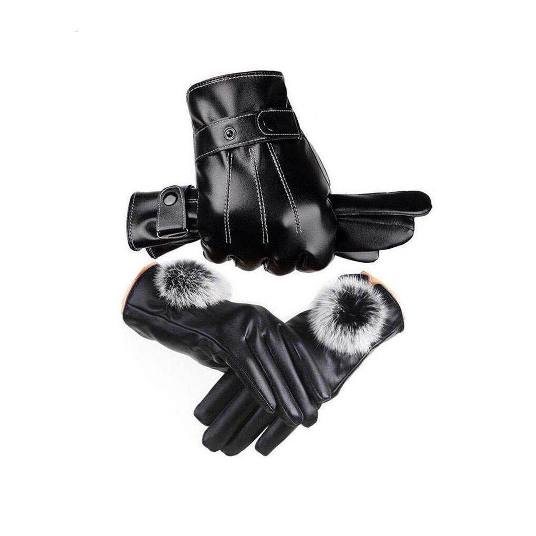 男女款触摸屏皮手套冬季保暖防水防风加绒加厚户外摩托车骑行手套