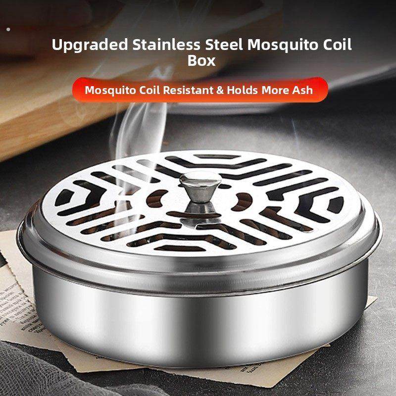 加厚不锈钢蚊香盒家用加厚盖蚊香盘防火防烫蚊香灰盒檀木炉,收纳整理,蚊香收纳盘/盒/架,淘宝优惠券,粉丝福利购,淘宝优惠卷