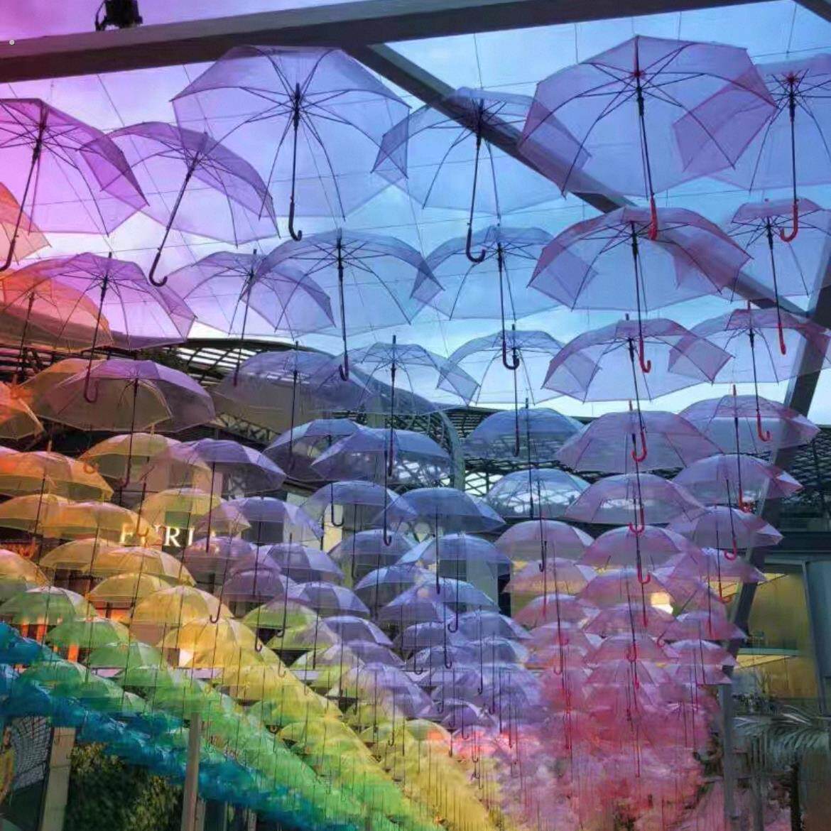 夏季商场步行街广场空中吊饰彩色雨伞挂饰遮阳美陈装饰活动布置