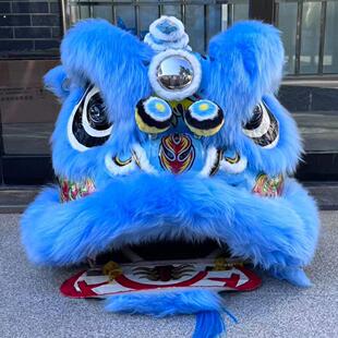 竹编羊毛醒狮狮头成人三号醒狮头套会眨眼双人舞狮表演道具可定制