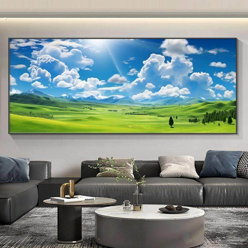 电视机壁画客厅办公室新款草原挂画装饰画大自然感高级背景墙风景