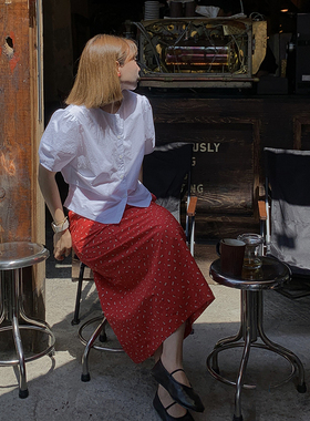 333sss 惊艳～小个子法式红色碎花半身裙直筒包臀裙长裙子女夏