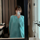 333sss显白湖水蓝100全羊毛粗针卷边宽松套头毛衣上衣女冬