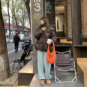 333sss冬轻薄90白鸭绒羽绒服女中长款 廓形保暖面包服潮流外套