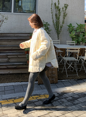 333sss 很实穿！无领圆领宽松米白色开叉羽绒服女短款外套