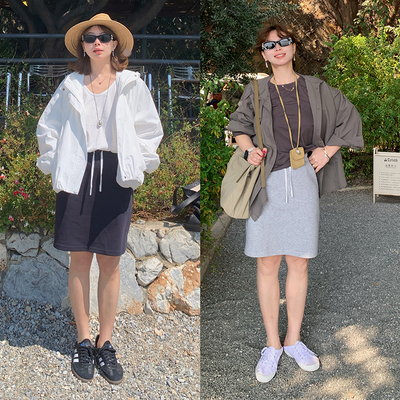 老钱风运动卫裙抽绳直筒半身裙