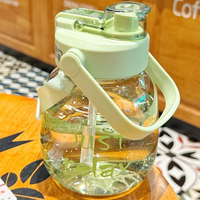 2025夏季大容量防摔简约带吸管双饮口随手杯子水杯高颜值塑料大肚