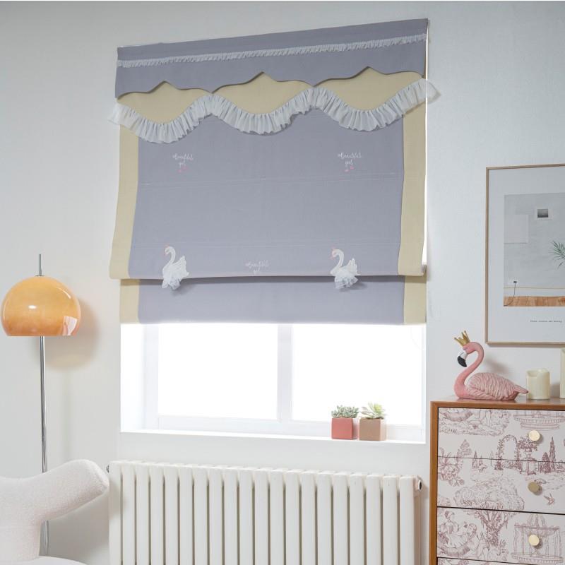 欢乐兔罗马帘升降帘窗帘适合儿童小房间轨道整套上下拉动卡通遮光
