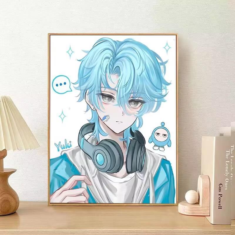 蛋仔派对拟人版钻石画新款满钻手工diy粘贴画房间带框装饰画动漫