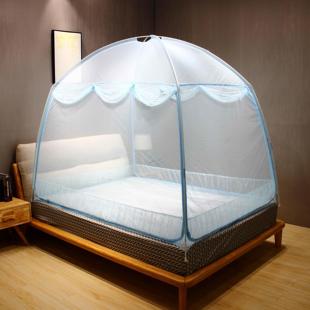 新款U型三门蒙古包蚊帐 1.5m1.8米圆顶蚊帐拉炼 炼 有底蚊帐