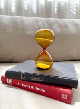 覆古焦茶色玻璃沙漏计时器15分钟创意摆件客厅桌面家居装饰品礼物