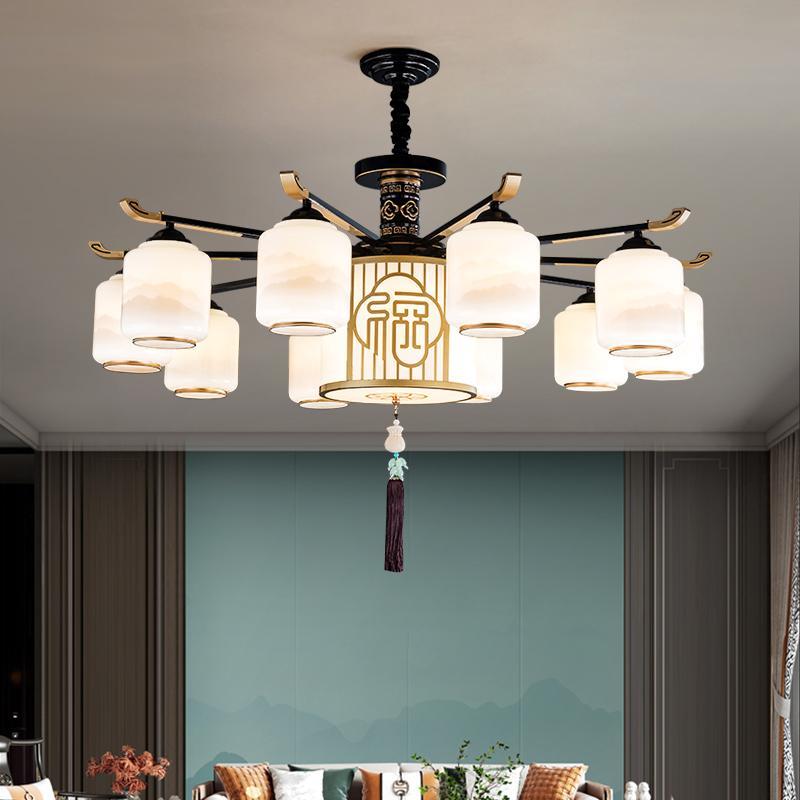 新中式吊灯朝下客厅灯新款别墅餐厅饭店酒店包厢包间吊灯中山灯具