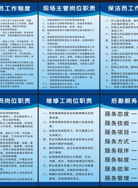 家政公司制度牌 保洁服务员岗位职责公司管理制度牌责任 员工守则