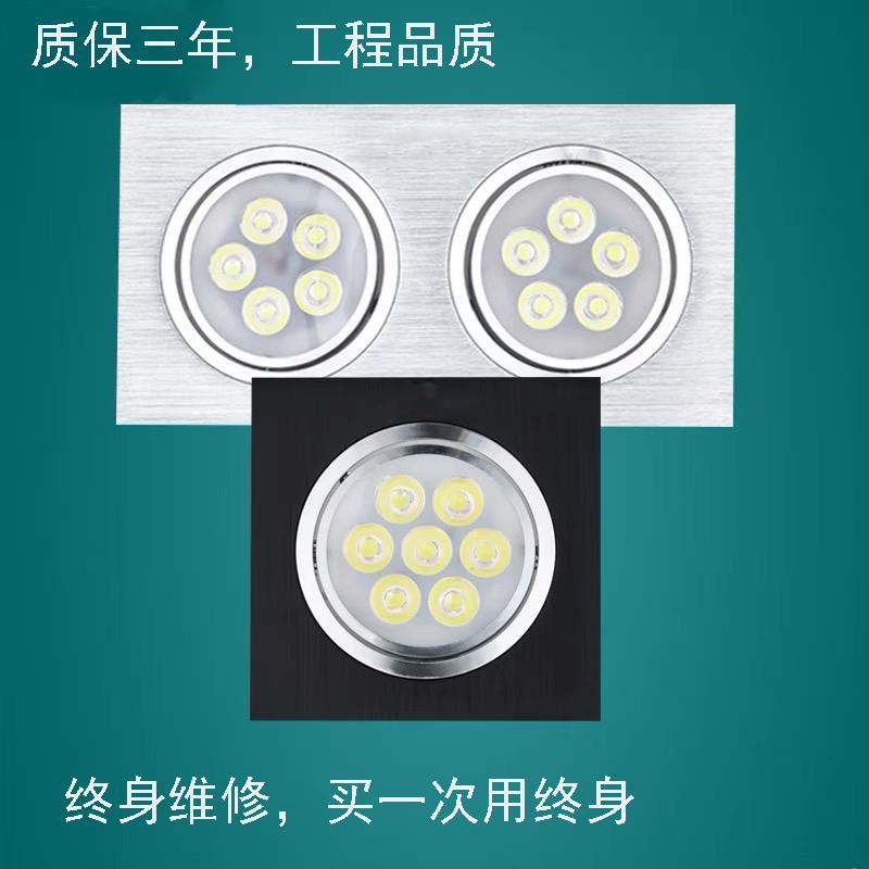 雷欧双头射灯LED格栅双筒长方形筒灯过道天花斗胆灯嵌入式豆胆灯