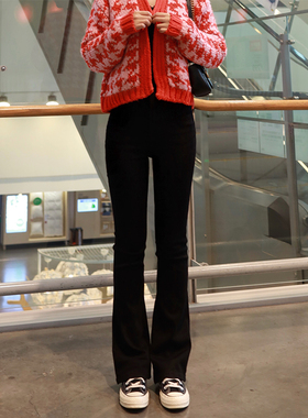 INNQ重塑大长腿人气回归！黑色高腰微喇牛仔裤女秋冬弹力显瘦长裤