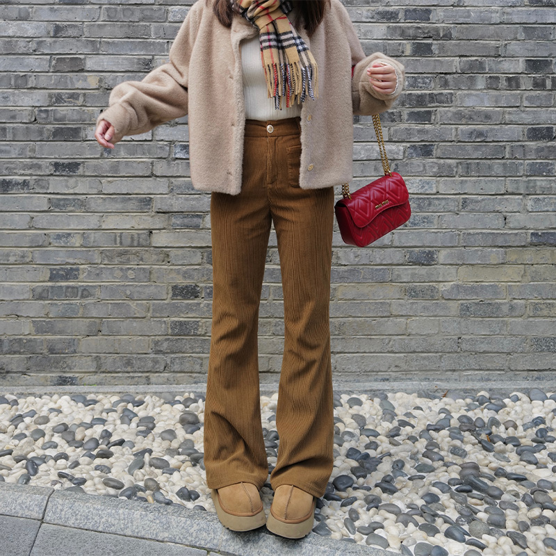 高腰法式INNQ微喇灯芯绒长裤