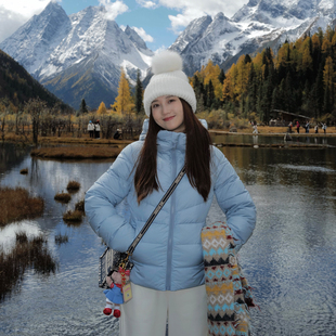 INNQ【雪后初霁】lu系户外风收腰显瘦保暖雾霾蓝连帽排骨羽绒服女