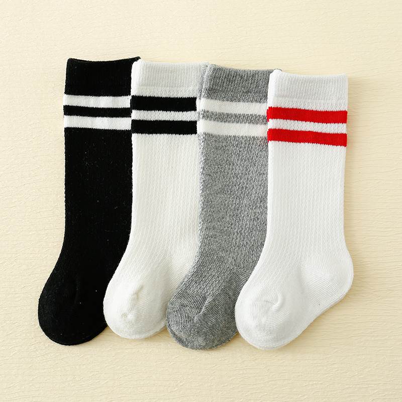 宝宝纯色条纹长筒袜中筒袜