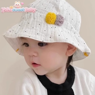 婴儿帽子春秋棉渔夫帽婴幼儿胎帽新生儿可爱遮阳帽双面太阳帽