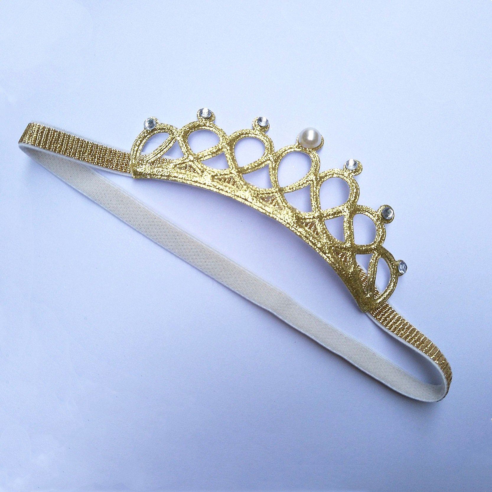 韩版婴幼儿宝宝发带 珍珠皇冠儿童带钻头饰周岁发圈百日拍摄发饰