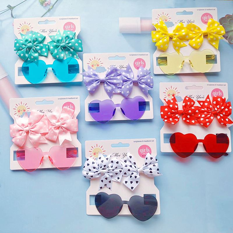 儿童蝴蝶结发夹太阳镜套装可爱桃心防紫外线护眼玩具墨镜对装夹子