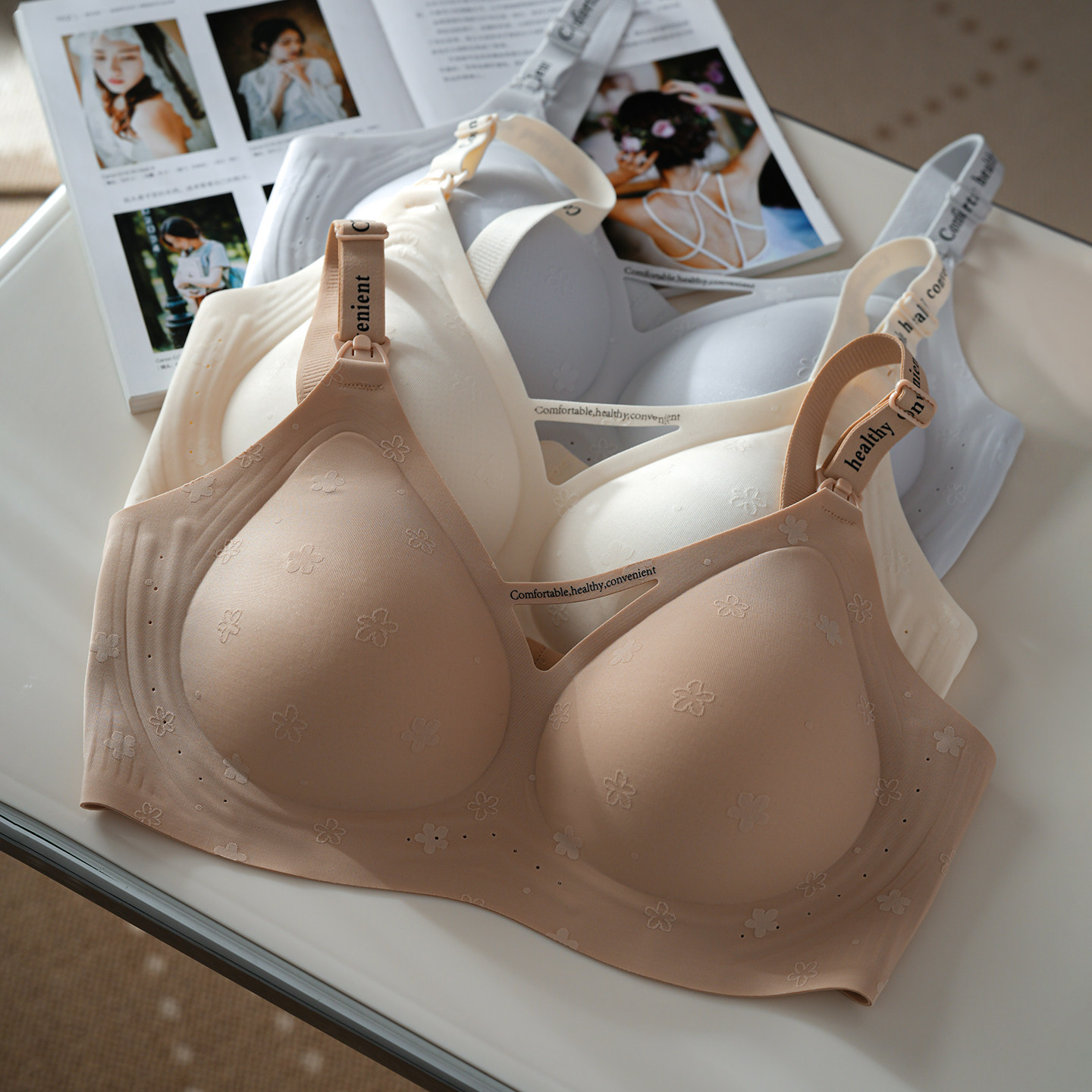 哺乳内衣孕妇产后喂奶专用前开扣防走光防下垂聚拢收侧乳大码文胸