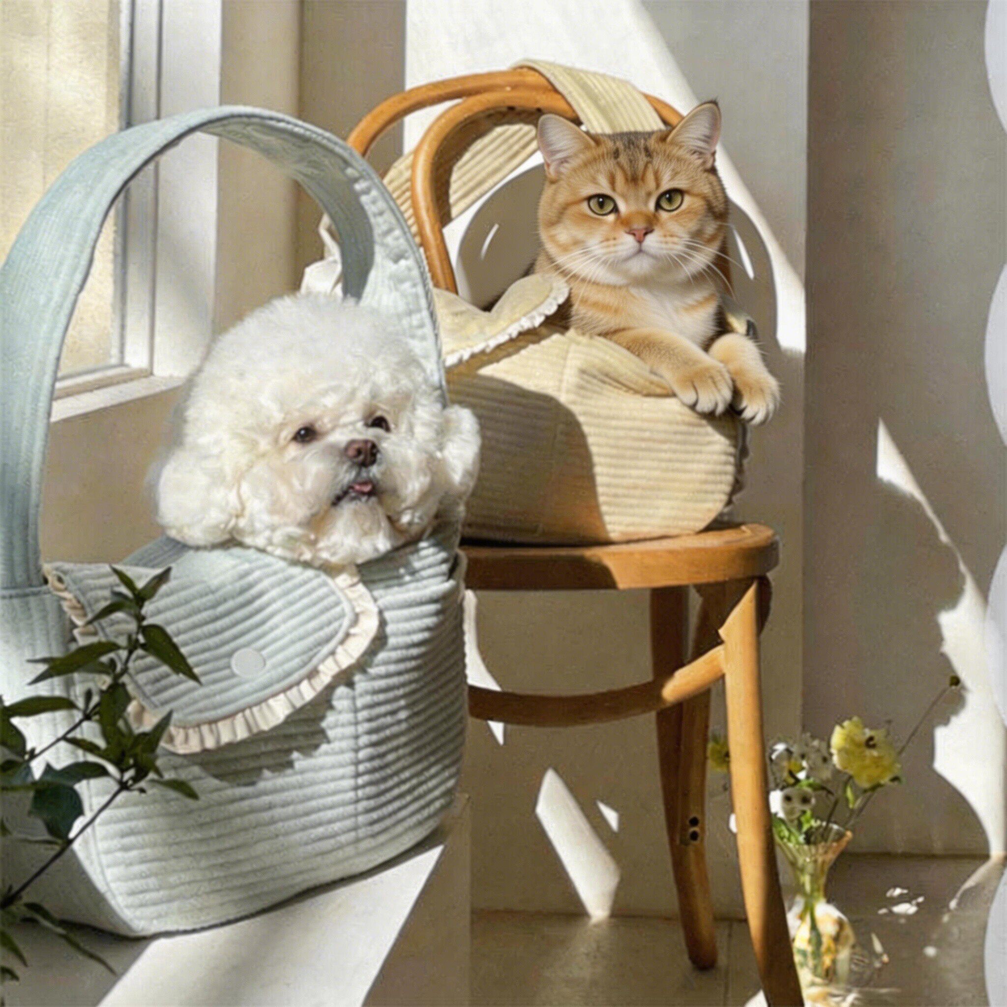 宠物背包外出遛狗便携式猫咪狗狗大容量帆布斜挎单肩包小型犬用品