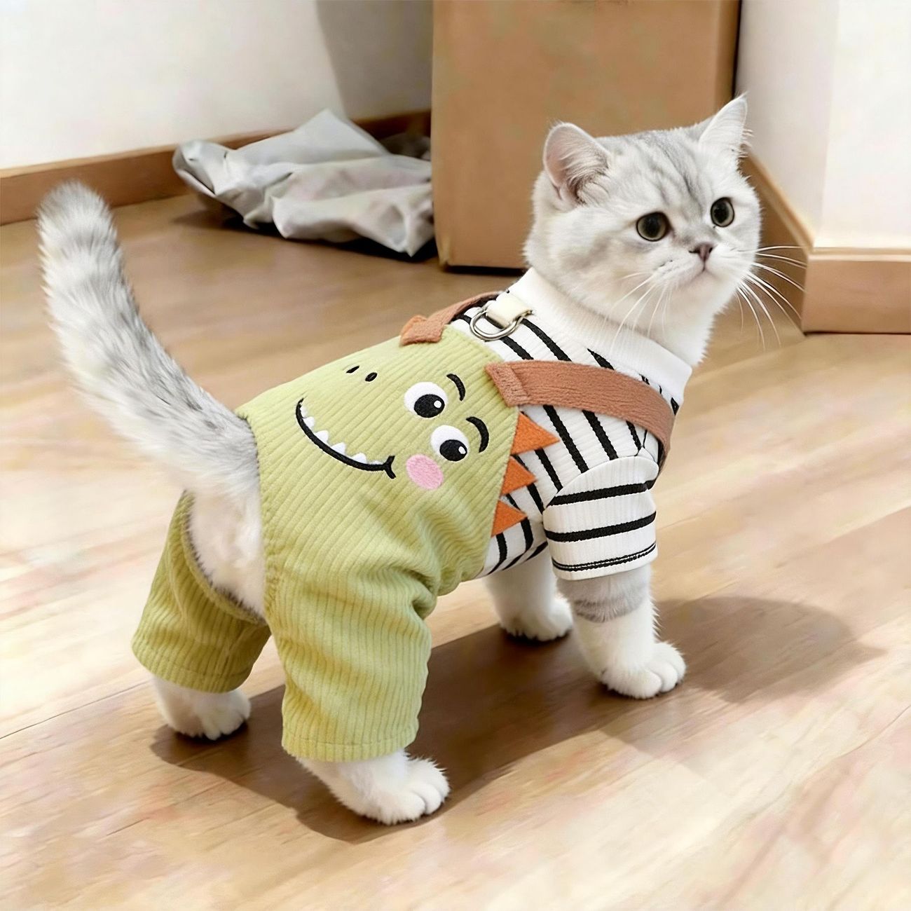 猫咪衣服春秋款卡通恐龙四脚衣