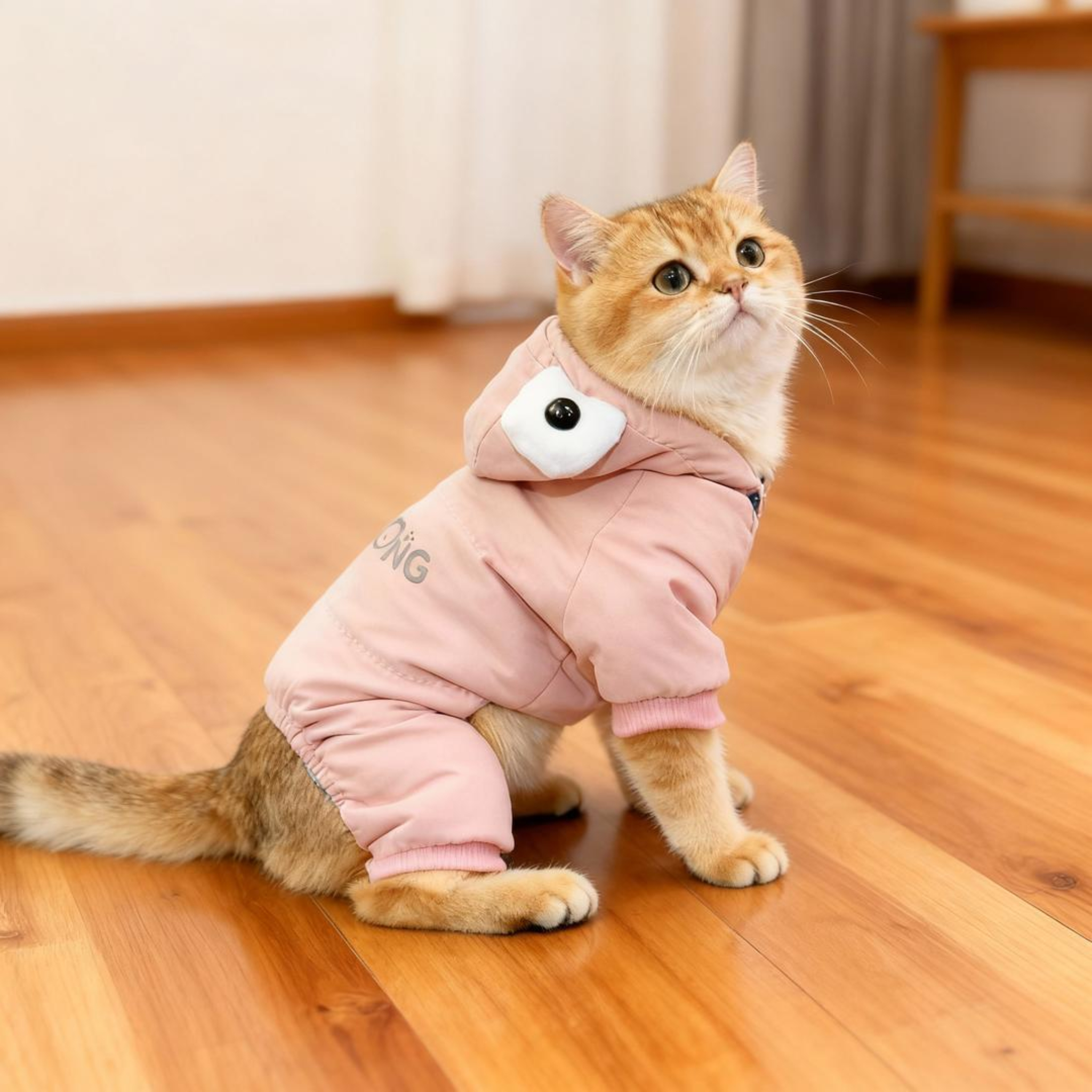猫咪衣服秋冬款大眼睛连帽四脚衣金渐层布偶蓝猫狗狗宠物保暖棉衣