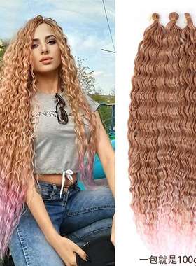 欧美深波假发钩针发曲发把Deep Wave Bulk Hair化纤拉美卷发100g