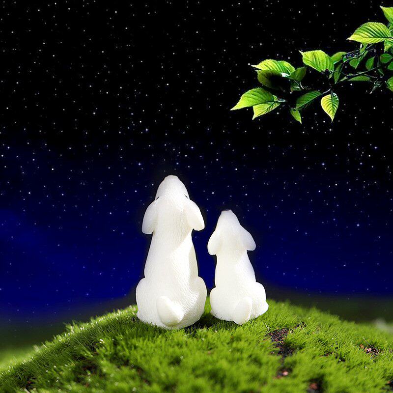 迷你仿真白色小狗亲子款小白树脂小动物摆件微景观装饰品花盆造景