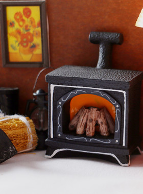 迷你仿真取暧壁炉圣诞节氛围灯创意LED壁炉亮灯饰微缩场景小摆件