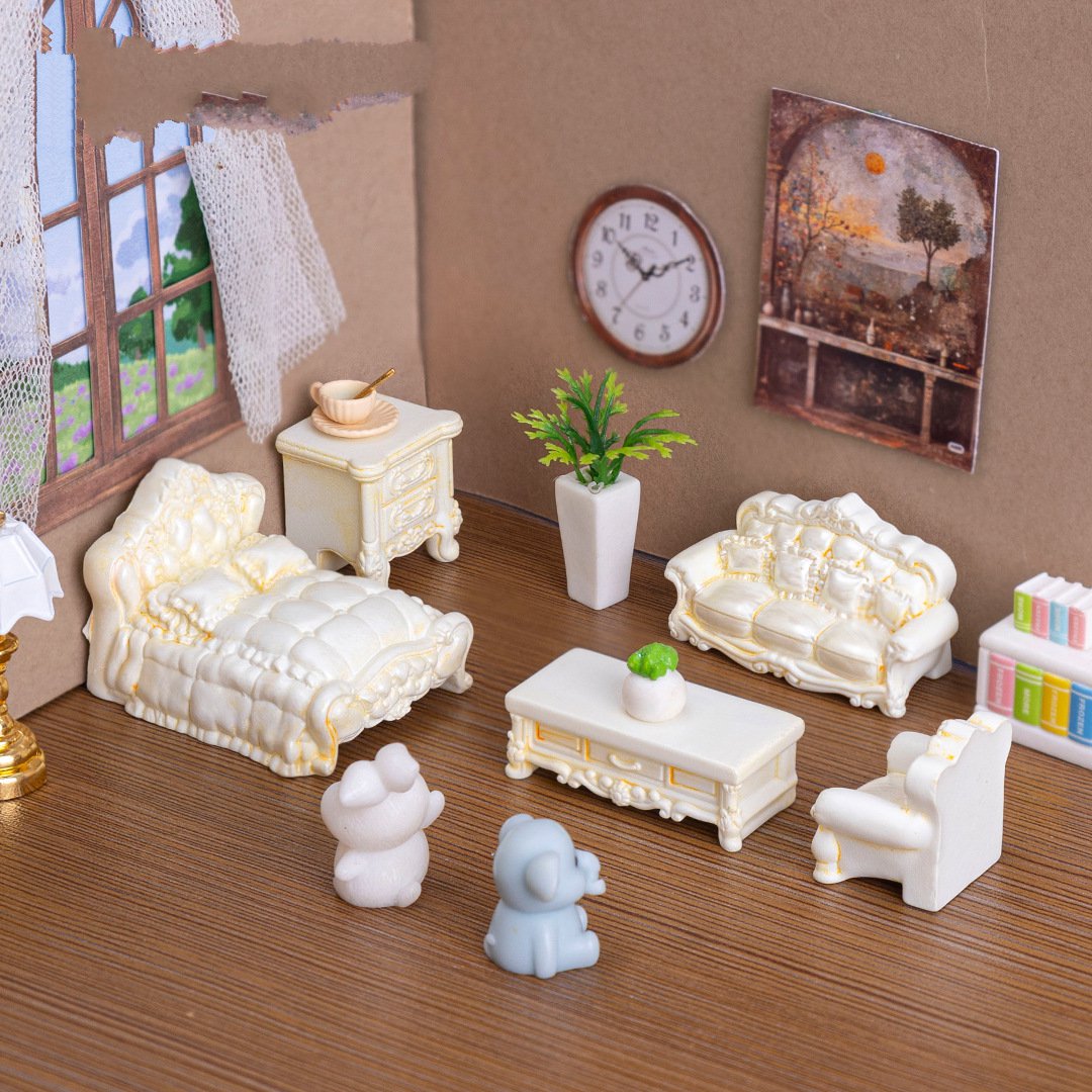 微缩模型巴洛克风家具欧式沙发桌子床家居娃娃屋生活场景小摆件